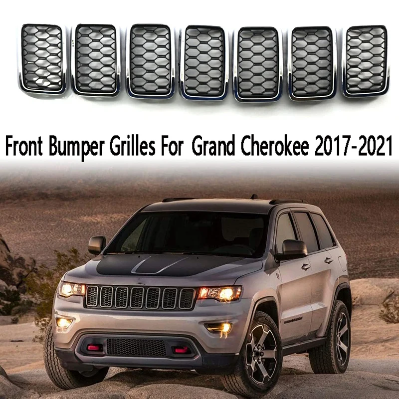 

7 шт. решетки для переднего бампера автомобиля, гоночные решетки, передняя решетка радиатора 68317863AA для Jeep Grand Cherokee 2017-2021
