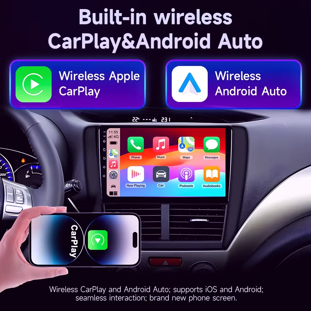 Фото Автомагнитола Android 16 Carplay Auto с мультимедийным видеоплеером для Toyota Sienna 2011-2014, сенсорный QLED-экран №2