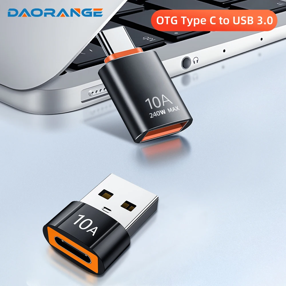 

10A OTG Type C To USB Data Transfer Adapter For Laptop Macbook Samsung Type C Female to USB Male Converter Fast Charging Adapter
