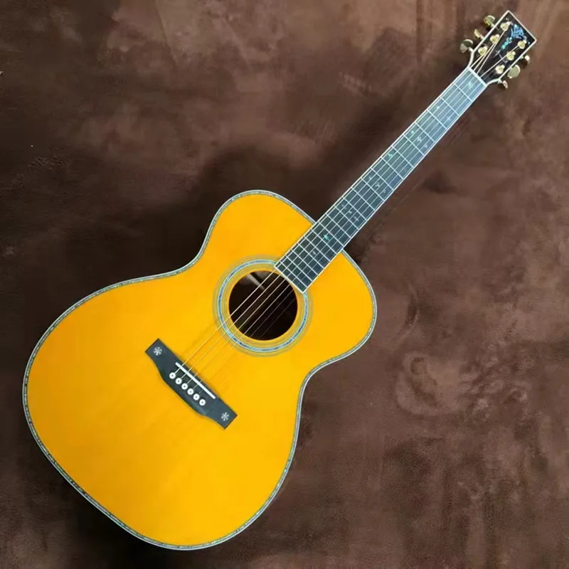 

Акустическая гитара из массива дерева, серия OM42, 2023, 40 дюймов, желтая