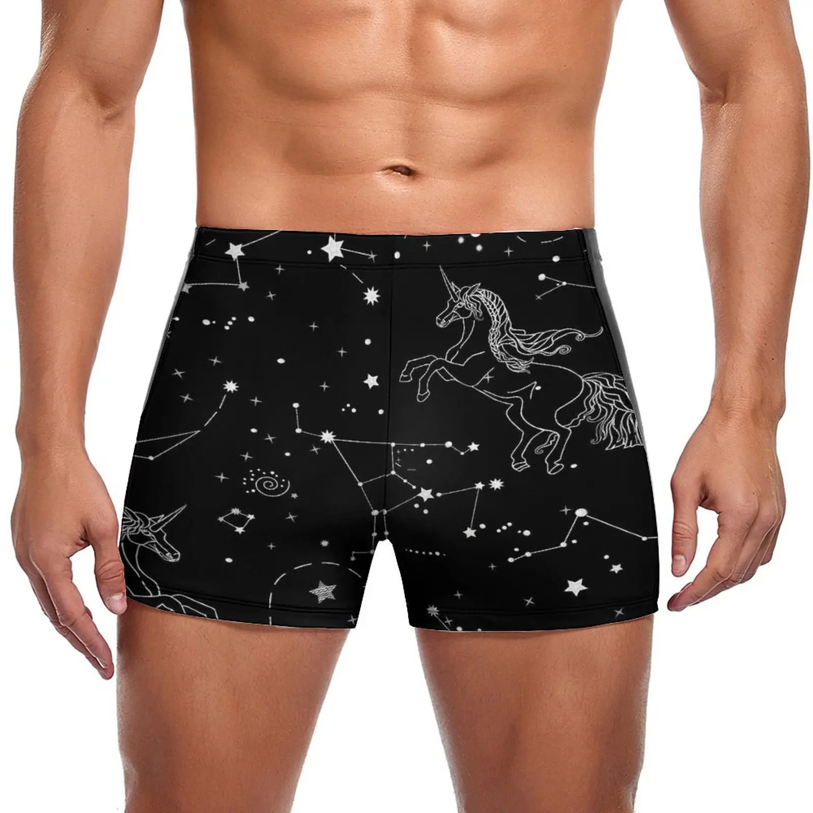 

Unicorn Swimming Trunks Stars Print Constellation Trending Beach Swim Boxers Plus Size Stay-in-Shape Man Swimwear