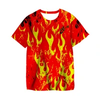 flame series new baby childrens anime t shirt clothing cartoon print 3d short sleeve harajuku t shirt for 3 14 y