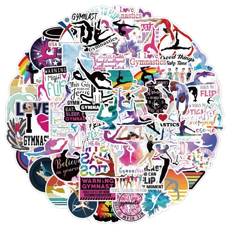 

100pcs Sports Gymnastics Gym Cartoon Stickers Scrapbook Christmas Gift Sexy Laptop Phone Kids Toys Diy Decal Decor Stickers
