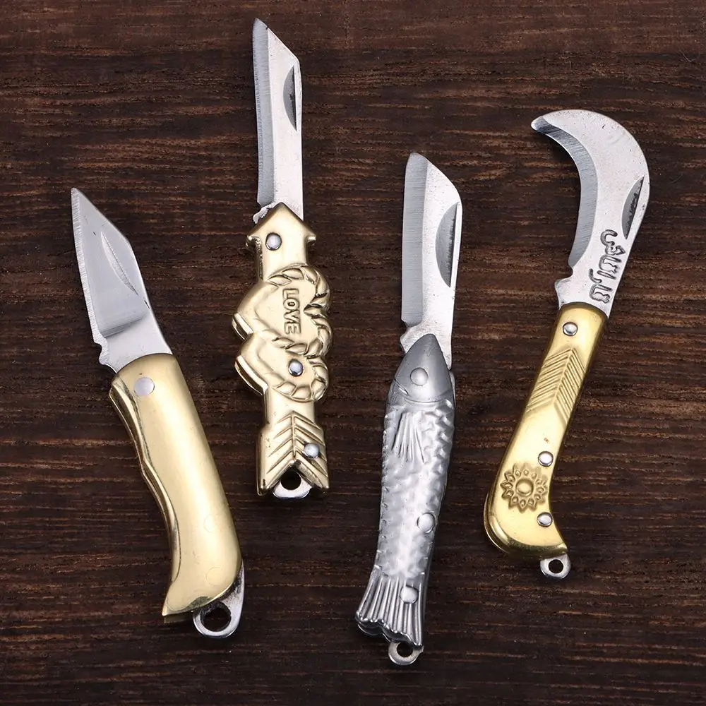 

Portable Paper Knife Stainless Steel School Office Supplies Skin-Peeler Mini Folding Knife Keychain Multifunction