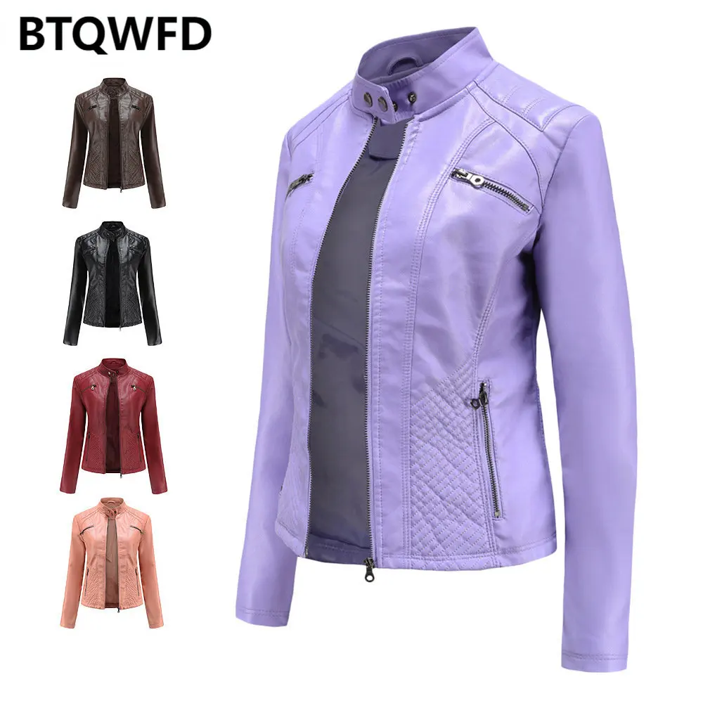 Women's Autumn Winter Jackets Female Clothing Coats 2022 New Fashion Ladies Leather Outwear Long Sleeve Motor Biker Tops Zipper