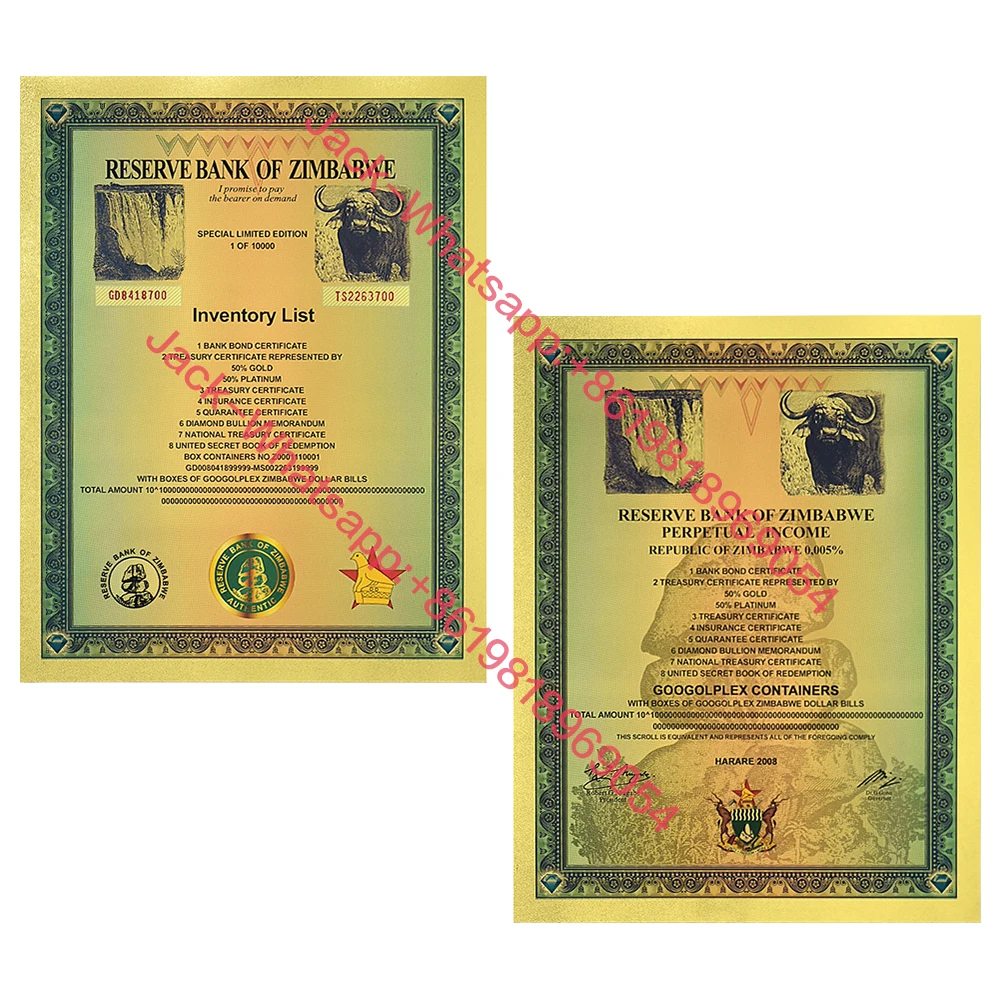 Контейнер Googolplex для банкнот с сертификатом Зимбабве