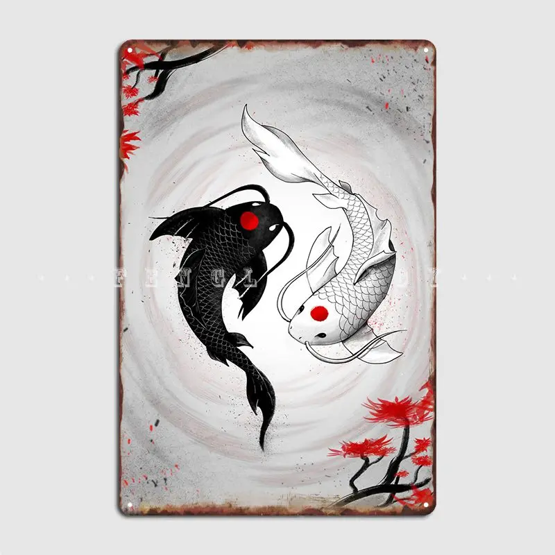 

Japanese Koi Fish Vision Metal Sign Living Room Retro Club Party Wall Decor Tin Sign Posters