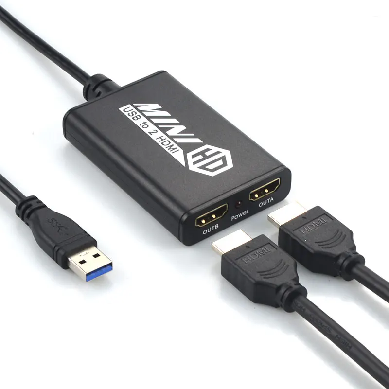 

USB to DUAL HDMI Adapter Compatible with Windows7/8/8.1/10 Support 3.5mm Jack,Extend 2 different image for PC Laptop Projectors