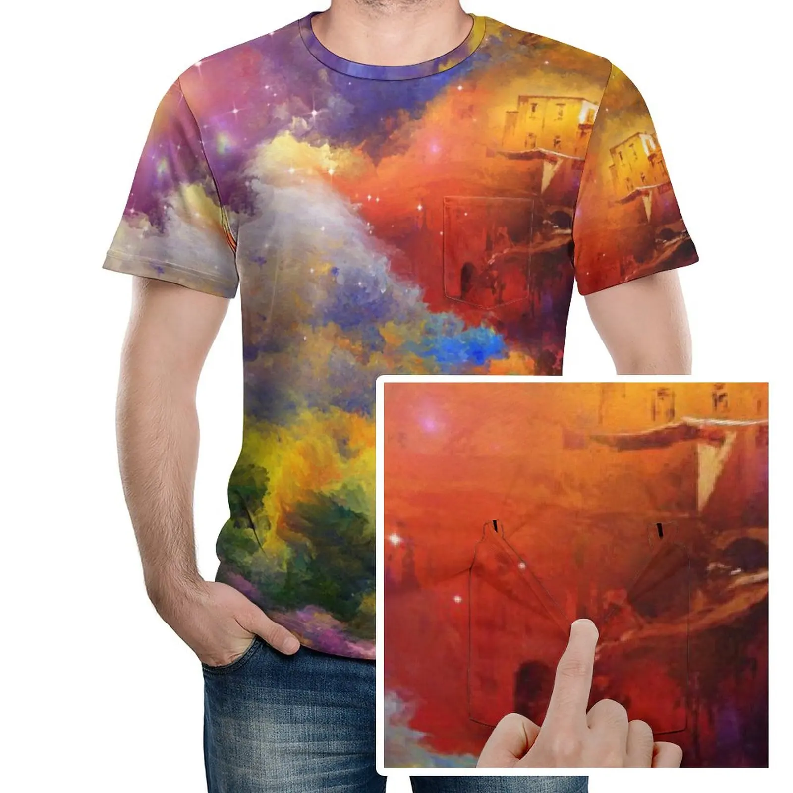 

Fantasy Landscape Men's New Summer 3D Pink Tulip Flower T-shirt Casual 3D Printing T-shirt