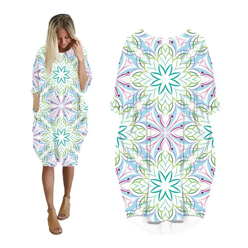 

Платье женское средней длины с карманами и длинным рукавом