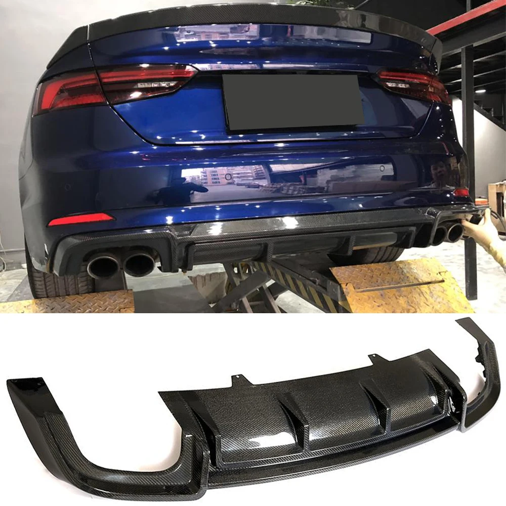 Фото Автомобильный диффузор для заднего бампера, губа для Audi A5 Sline S5 Sport 2D 4D 2017 2018, нестандартный задний диффузор, спойлер из углеродного волокна/FRP №2