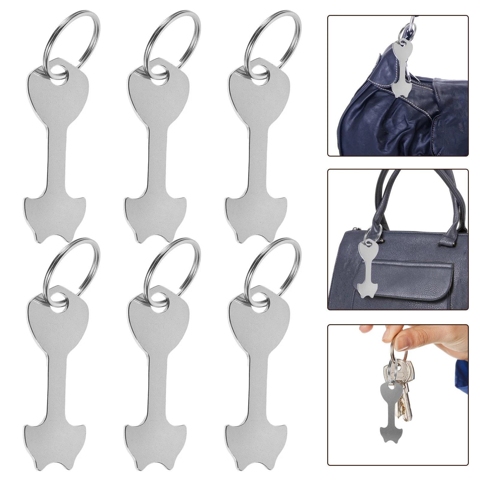 

6 Pcs Cart Token Portable Trolley Tokens Openers Shopping Keychain Hanging Keyring Pendant