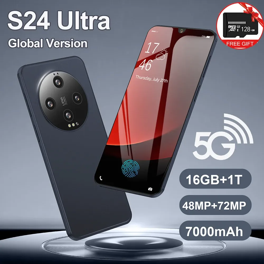 

New S24 Ultra Smartphone Original 6.8 inch Global Celular Unlocked Phones 16GB+1TB 5G Dual SIM Mobile Phones 72MP HD Cell Phone