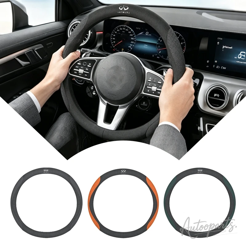 Фото Чехол на руль из карбона и кожи для Infiniti Q50 Q60S Q70 QX30 QX50 QX55 QX56 QX60 QX70 QX8 JX35 EX25 FX35 M35 ESQ №5