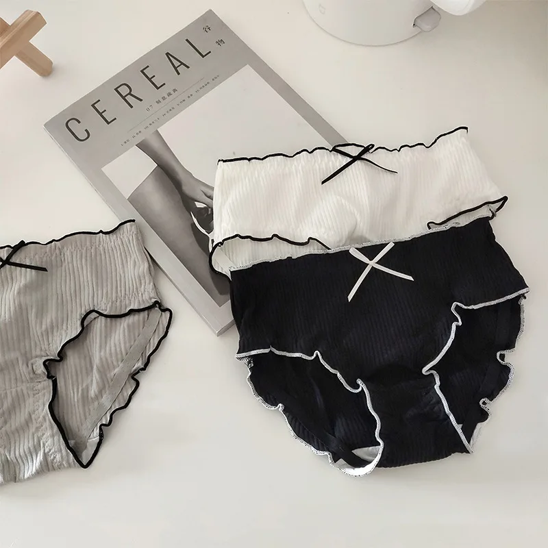 

3Pcs Sexy Intimates Lingerie Bow Girl Underwear Cotton Panties for Women Soft Briefs Female Underpants Cute Lingerie