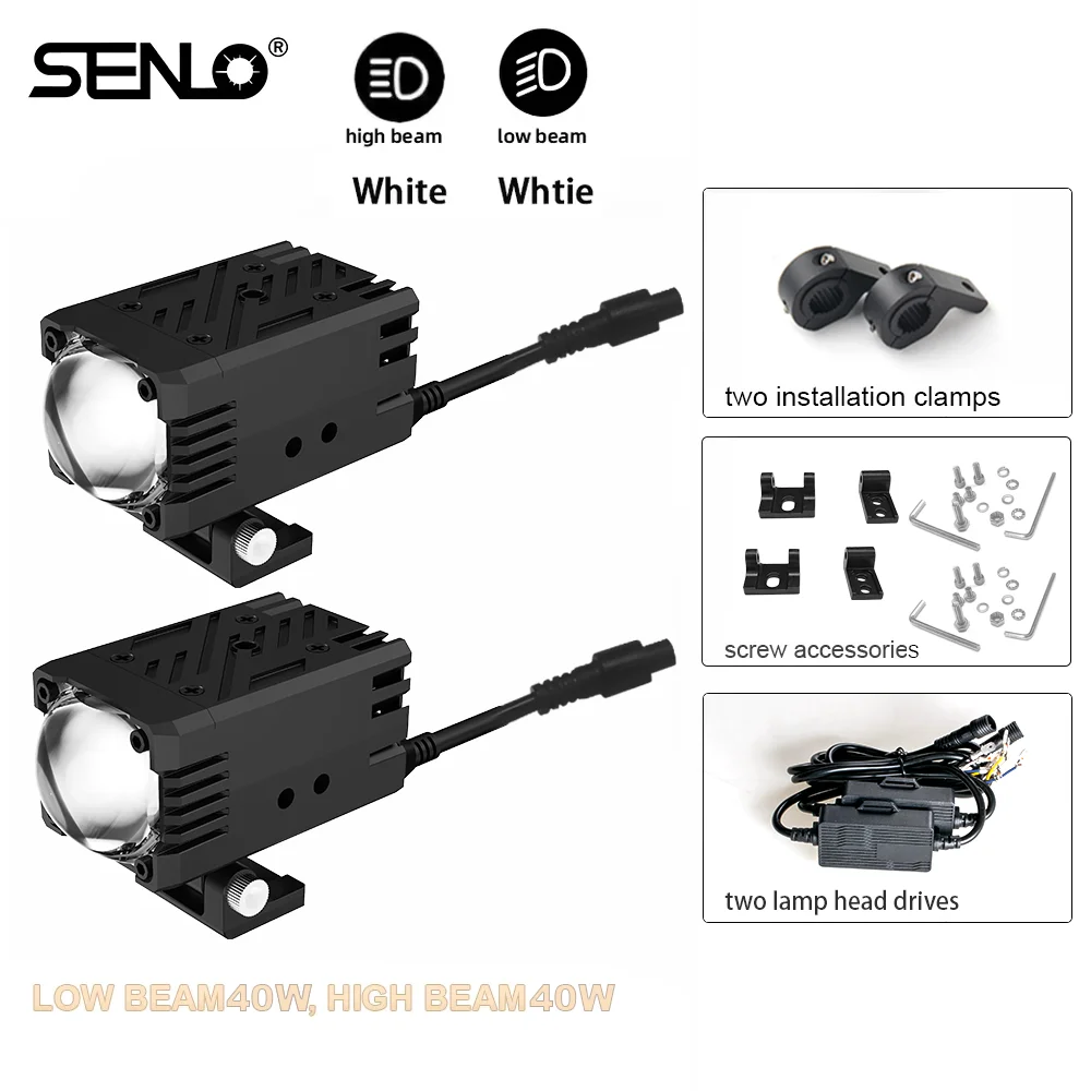 

SENLO 2 шт. 1,6-дюймовые би-светодиодные фары для проектора Hella, светодиодные фонари, проектор 80 Вт 80000LM, диодные фары, автомобильные аксессуары