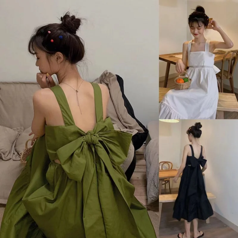 

【Taoclothing】R&O Dress super xiansen small fresh butter fruit green SLING DRESS sweet open back Fairy Midi Dress