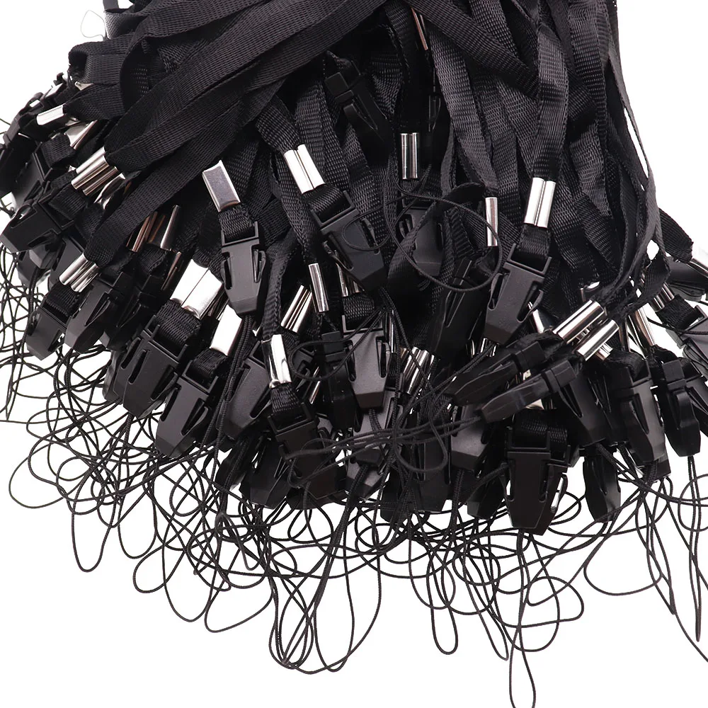 TingDong 100pcs Black Tags Lanyard Neck Strap for ID Pass Card Badges Camera MP3 Holder