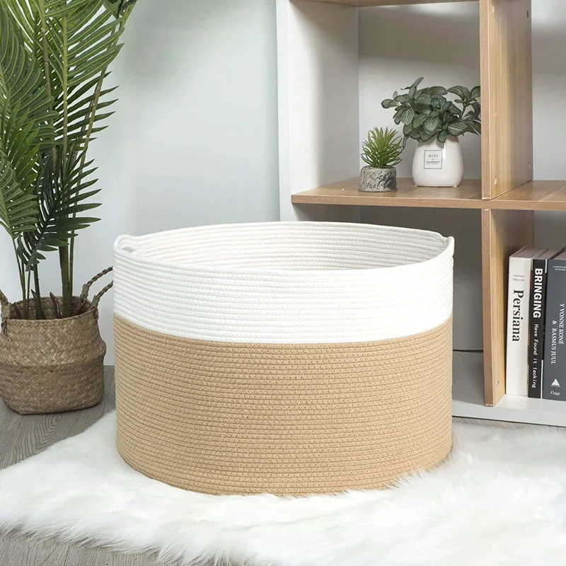 

Hampers Clothes Rope Organizing Baskets Room Basket Blanket Nursery Storage Decorative Laundry Handles Toys With For Home