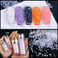 1 bottle glitter gradient 3d gems glass crystal dust micro zircon nail rhinestones diy beauty tiny rhinestones nails decoration