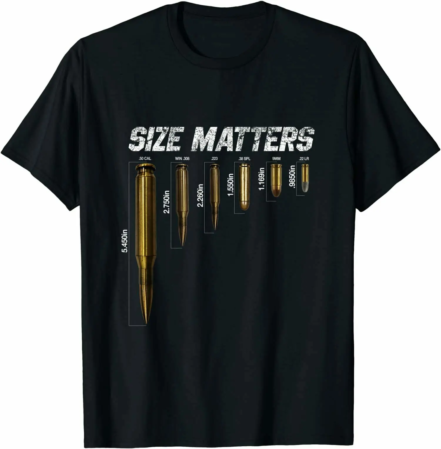 

Funny Gun Expert, Size Matters Bullets T-Shirt Tee Shirts