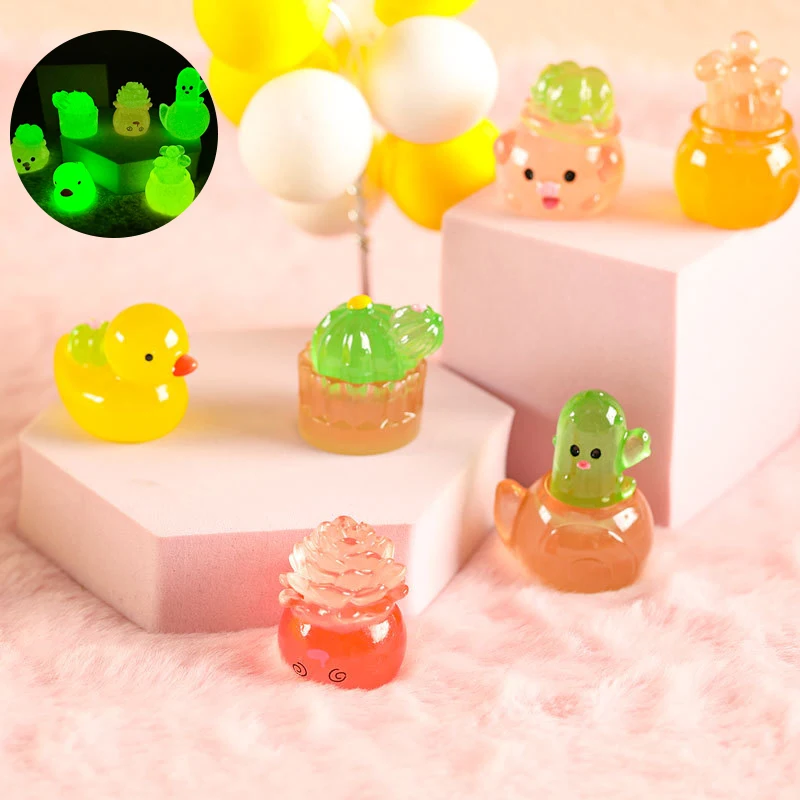 

Миниатюрное растение-суккулент для кукольного домика, светящееся украшение, милое животное, кактус, микро-ландшафтный Декор