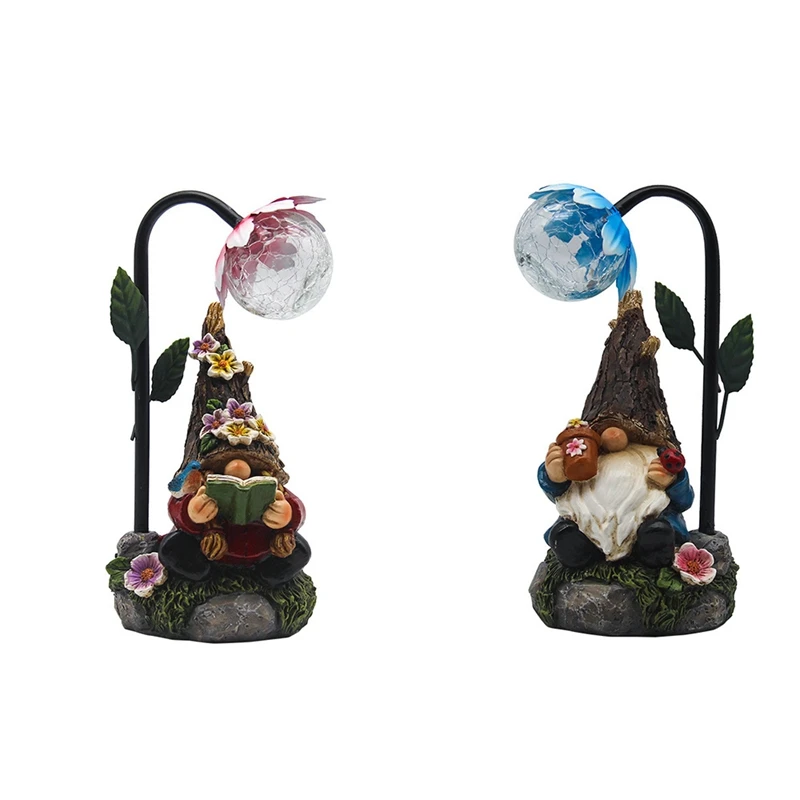 

Декоративная садовая карликовая статуя, украшение на солнечной батарее со светодиодный Ной подсветкой, уличное украшение для террасы, балк...