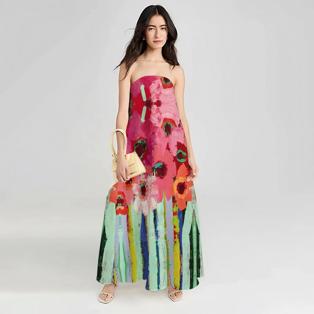 Женское длинное платье с широким подолом красное платье-футляр рисунком