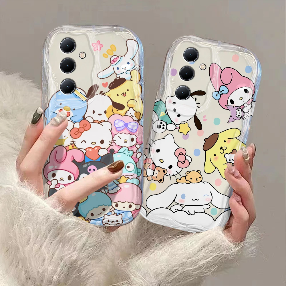 Sanrios Hellos Kittys Hot Pochaccos 3D Wave чехол для телефона OPPO Reno 11 F 8 T 7 Z 6 5 4 Pro F23 F11 F9 4G 5G Мягкий