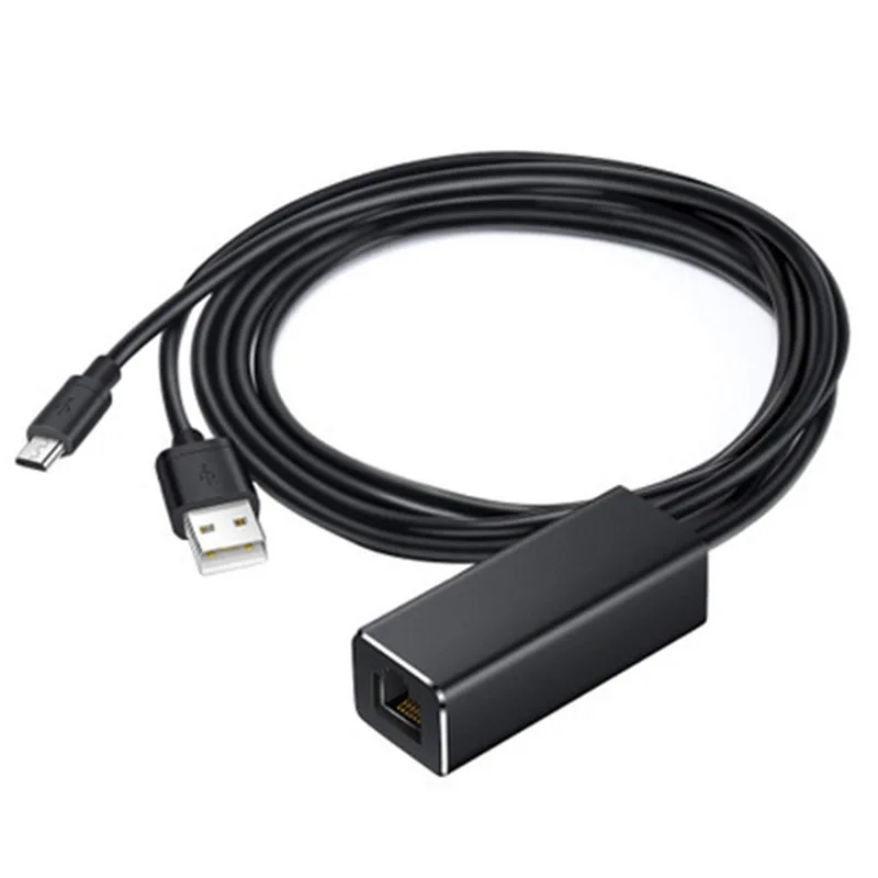 

New 1m 3 In 1 Micro USB To RJ45 Ethernet Adapter for Fire TV Stick 480Mbps LAN Network Card with USB Power Supply 100M Ethernet