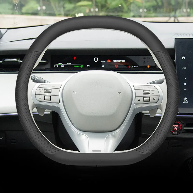 

For Honda E:NS2 2023 2024 2025 Car Steering Wheel Cover Ultra Thin Breathable Leather Non-slip Decoration Frame Accessories