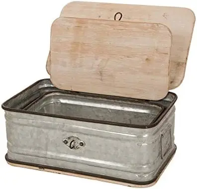 

Farmhouse Metal Storage Nesting Boxes with Wooden Lids Galvanized Storage Chests Small and Large