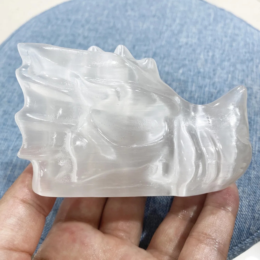 

1PC Natural Selenite Crystal Handmake Dragon Animals Decor Quartz Craft Collectible Energy Figurine Gift