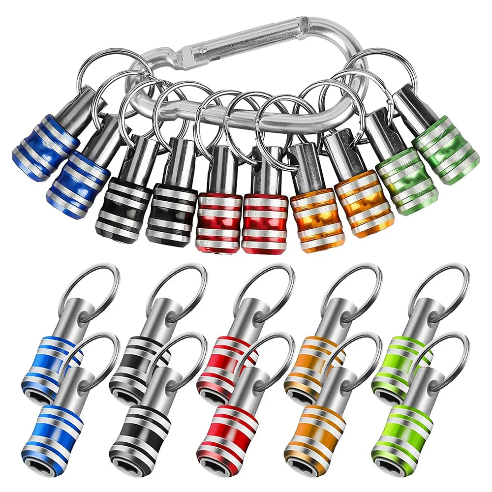 

10PCS 1/4 Inch Hex Shank Screwdriver Bits Holder Extension Bar Keychain Screw Adapter Drill Drill Bits Holder (5 Colors)