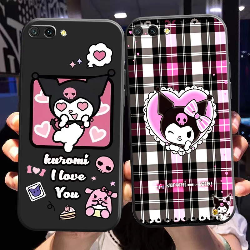

Cartoon Sanrio Kuromi Phone Case For Huawei Honor 10X 9X Lite Pro 10 10i 9 9A Funda Silicone Cover Coque Black TPU Carcasa