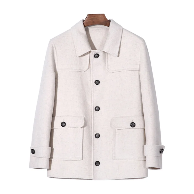 

Пальто весна-осень, Корейская шерстяная куртка, белое короткое пальто ручной работы, мужские пальто Erkek Kaban 012 KJ3860