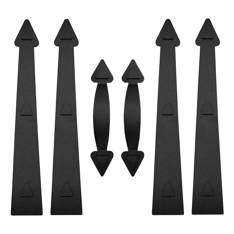 

Garage Door Magnetic Decorative Hardware Kit Color Black 6 PCS Carriage Accents Faux Hinges And Handle