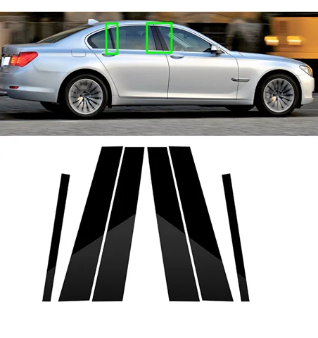 Для BMW 7 серии F01 F02 2009 2010 2011 2012 2013 2014 2015 глянцевые черные стойки для окон, декоративная накладка на дверную крышку, накладка