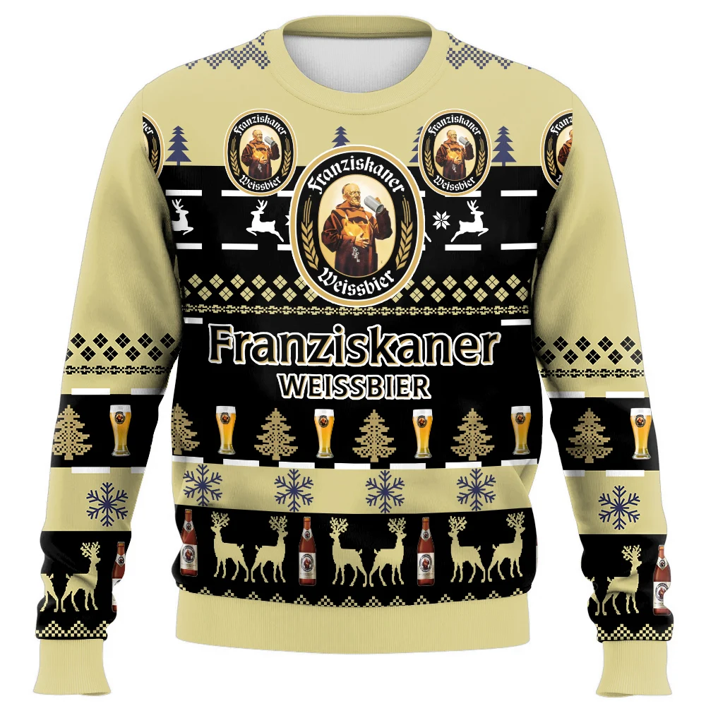 Фото Franziskaner Ugly Christmas Sweeter 2025 New 3D Printed O-neck Hoodie Men's Shirt Hot Selling New Years Men's Oversized Clothing №1