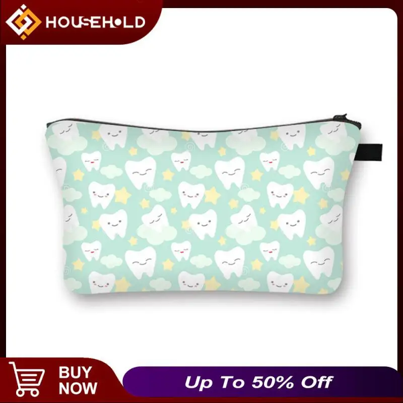 

Women Storage Bags Cartoon Cosmetic Case Lipstick Pouch Ladies Cosmetic Bags Storage Tools Tooth Print Makeup Organizer Girls