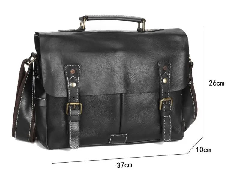 Fashion casual luxury genuine leather men's messenger bag business travel designer high quality real cowhide work black handbag