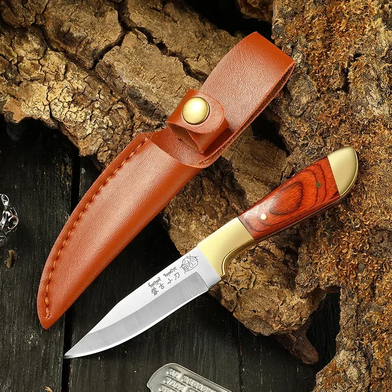 

Ethnic Minority Double Copper Head Exquisite Knife Fruit Knife Outdoor Barbecue Camping Portable Knife Flipper Zero Edc Knives