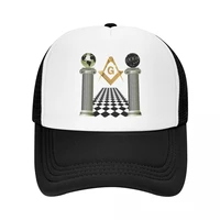 boaz and jachin solomons temple trucker hat adjustable unisex masonic mason freemason baseball cap hip hop snapback caps