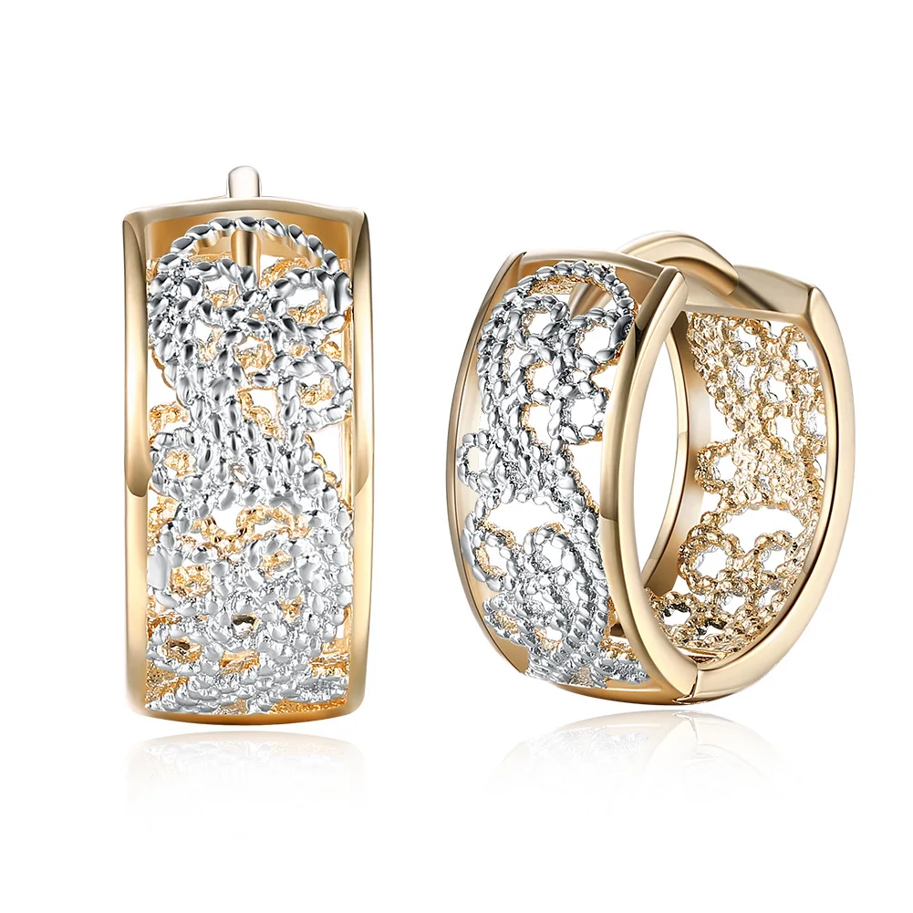 

Exquisite Creative Hollowed Gold Geometric Circular Luxury Zircon Earrings Women Gold Earrings Wedding Engagement Jewelry Gift