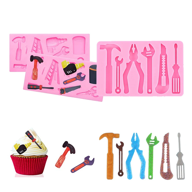 

Hand Tool Silicone Mold 3D Chocolate Fondant Mold Cookie Cupcake Cake Topper Decorating Mold Spanner Wrench Mold