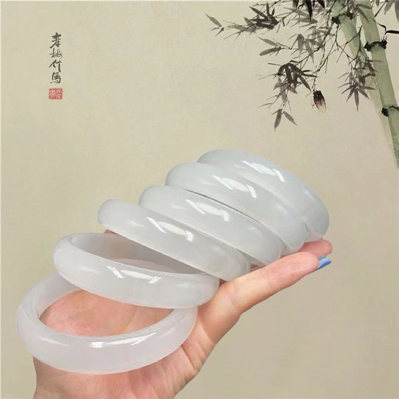 Натуральный нефритовый белый браслет с лунным светом серый ледяной Изумрудный