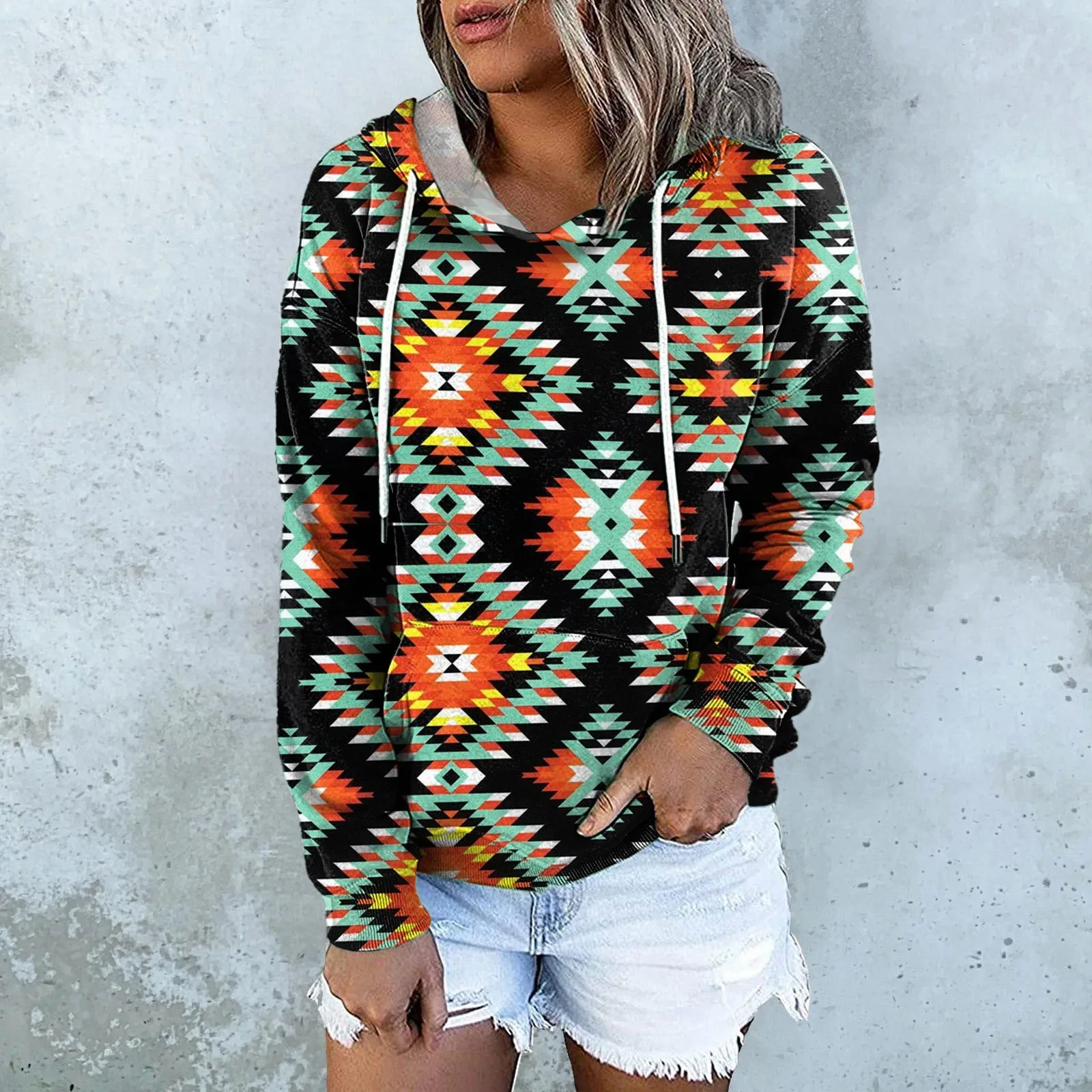 

Women's Hoodies Tops Shirt And Printed Retro Sweatshirts Long Sleeve Casual Pullover Clothes Women Zip up Womens Sports Hoodie