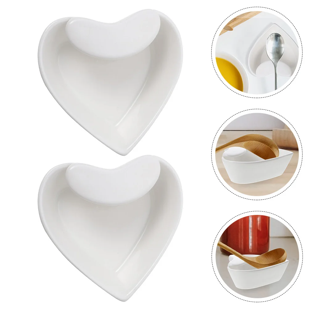 

2pcs Spoon Storage Rest Practical Ceramic Kitchen Utensil Holder Ladle Holder
