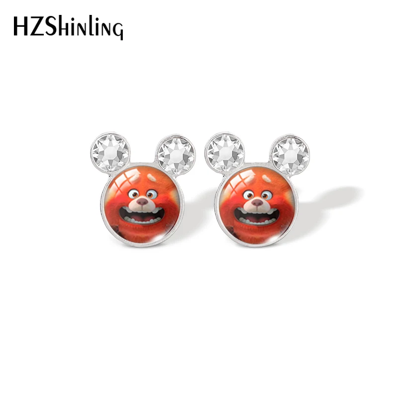 

Mickey Mouse Head Style Turning Red Pattern Cartoon Stud Earrings Glass Cabochon Earrings of Women Fashion Jewelry
