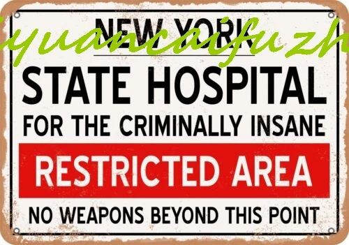 Металлический знак SJKY — Insane Asylum of New York для Хэллоуина винтажный ржавый вид